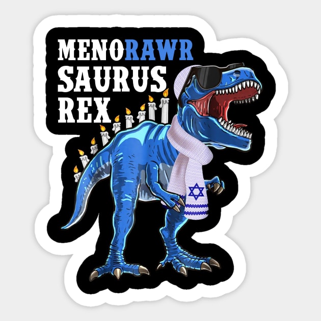 Menorawrsaurus Rex Dinosaur Hanukkah Shirt for Boys Sticker by wheeleripjm